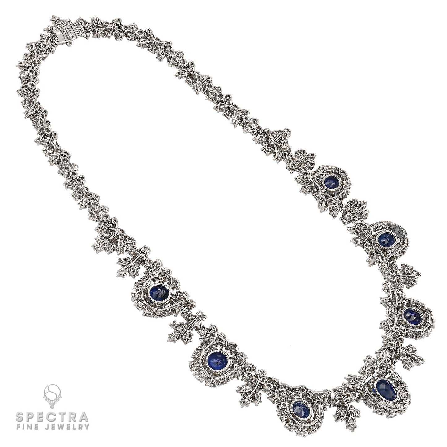Harry Winston 32.63 cts. Ceylon Sapphire Diamond Platinum Necklace