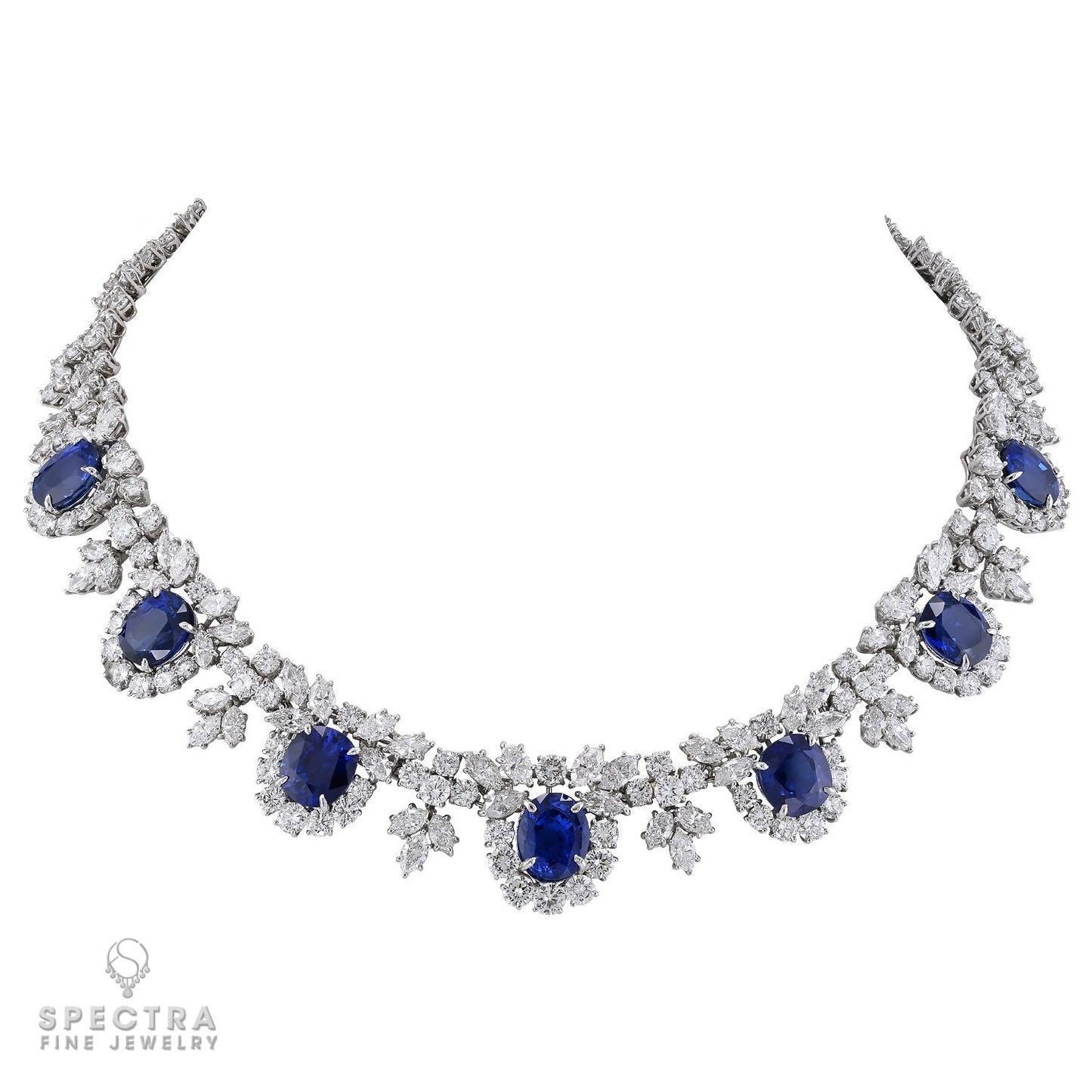 Harry Winston 32.63 cts. Ceylon Sapphire Diamond Platinum Necklace