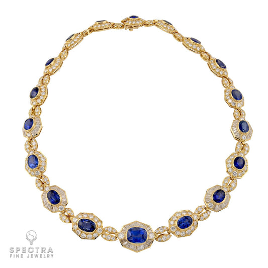 Van Cleef & Arpels Ceylon Sapphire and Diamond Yellow Gold Necklace