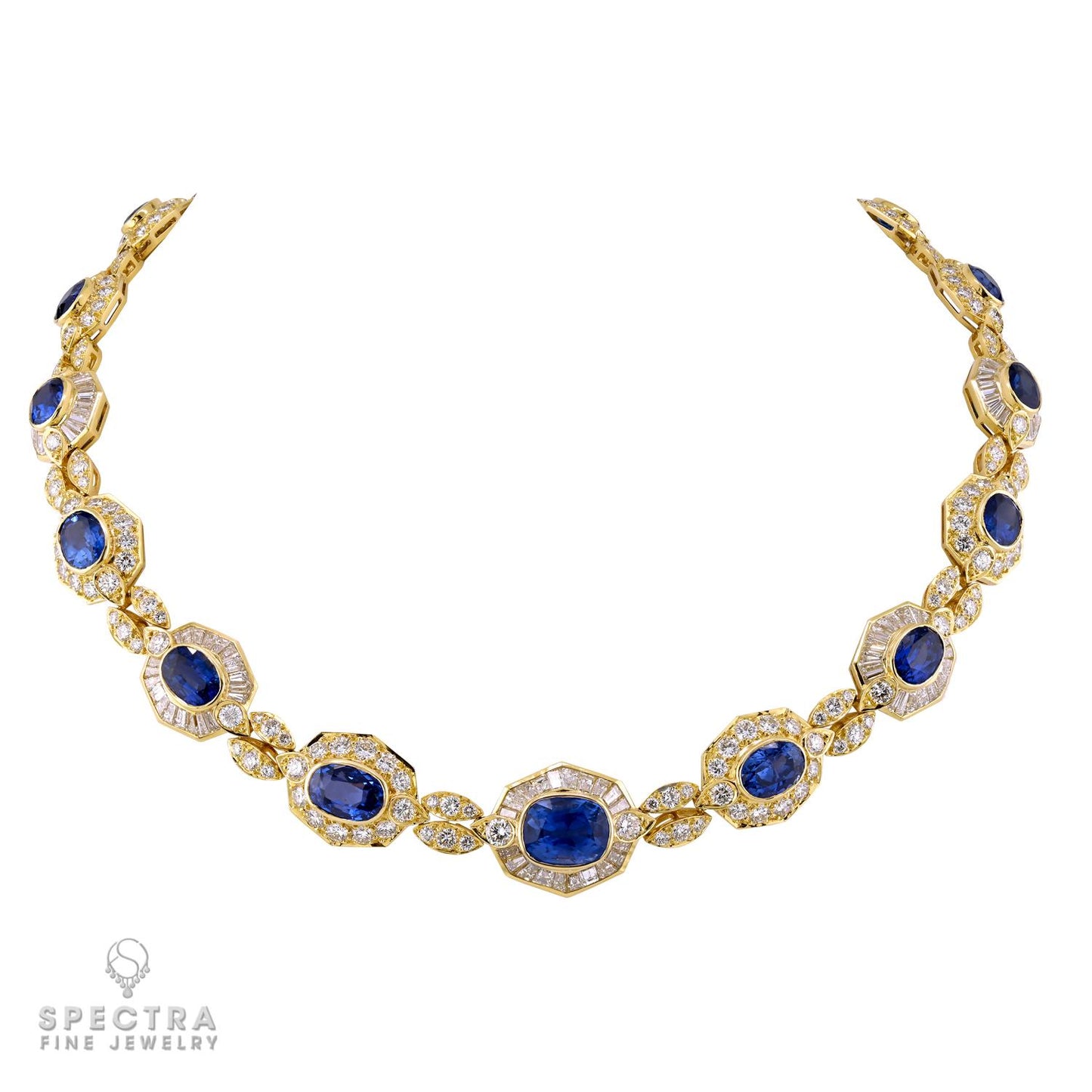 Van Cleef & Arpels Ceylon Sapphire and Diamond Yellow Gold Necklace
