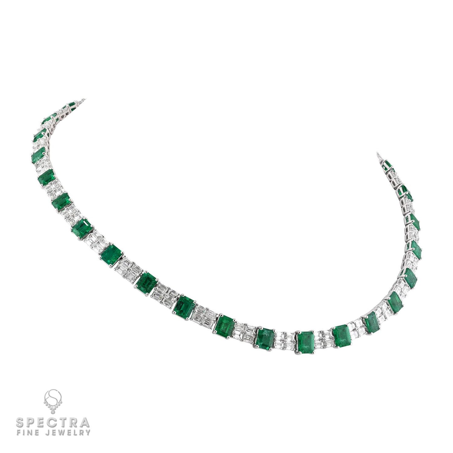 Spectra Fine Jewelry 6.52cts Colombian Emerald & Diamond Gold Necklace