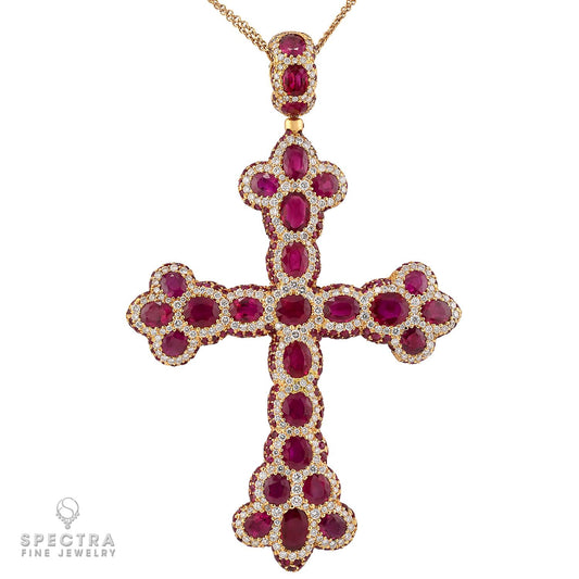 De Grisogono Ruby Diamond Cross Pendant Necklace.