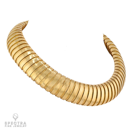 Vintage Bulgari Tubogas Choker in 18K Gold | Estate Jewelry