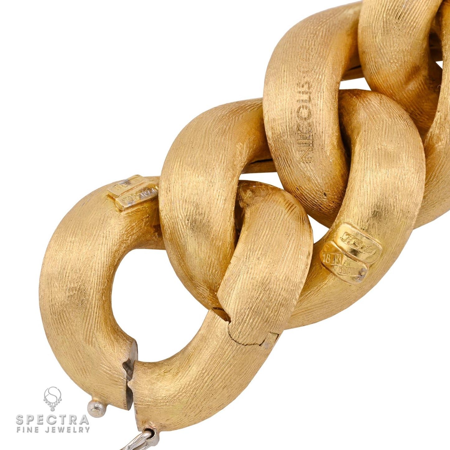 Nicolis Cola Diamond Brushed Gold Link Necklace