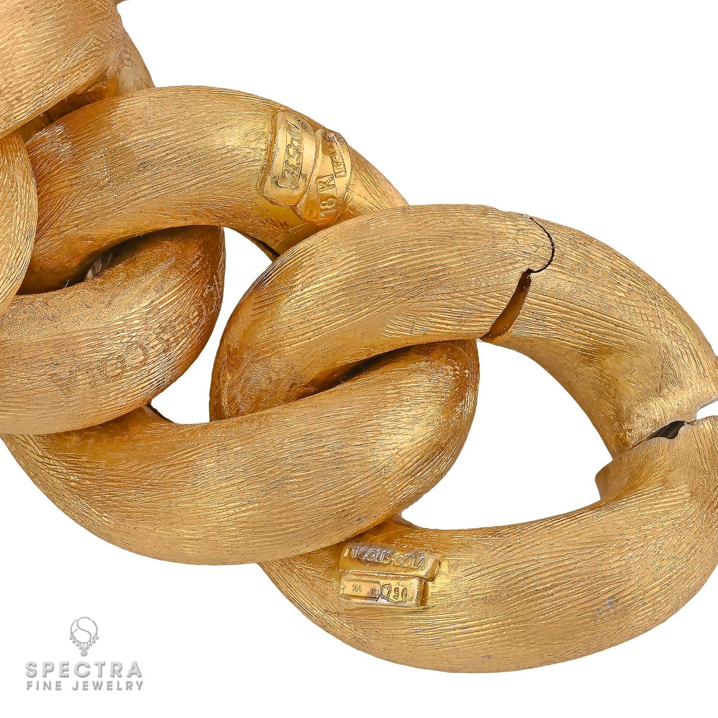 Nicolis Cola Diamond Brushed Gold Link Necklace