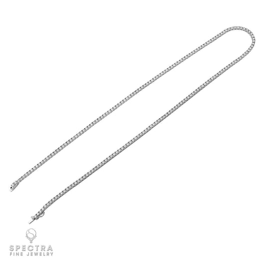 Diamond Tennis Necklace in 14K White Gold, 13.02 Carats