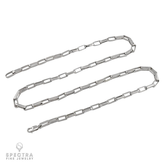 18K White Gold Paperclip Chain Necklace