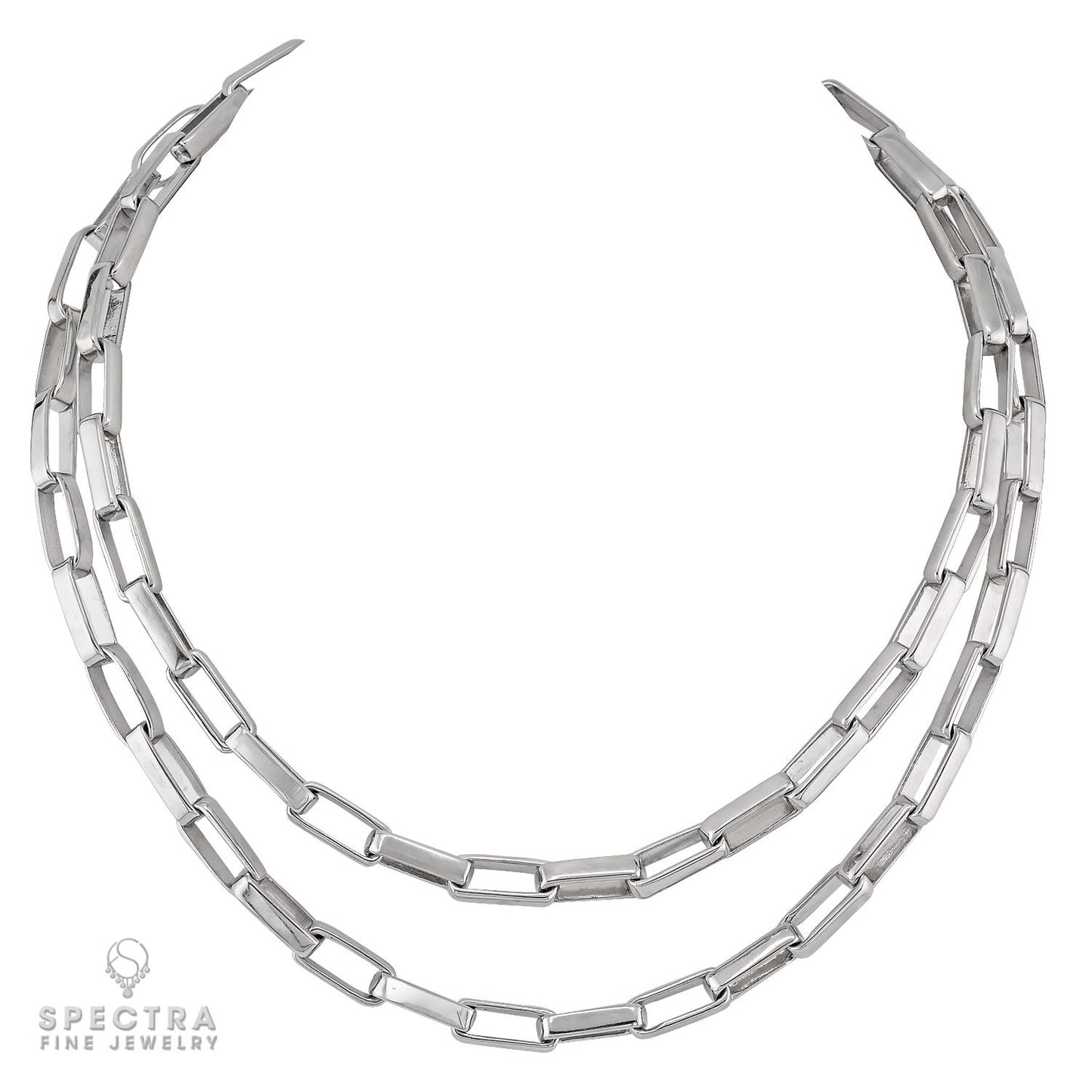 18K White Gold Paperclip Chain Necklace