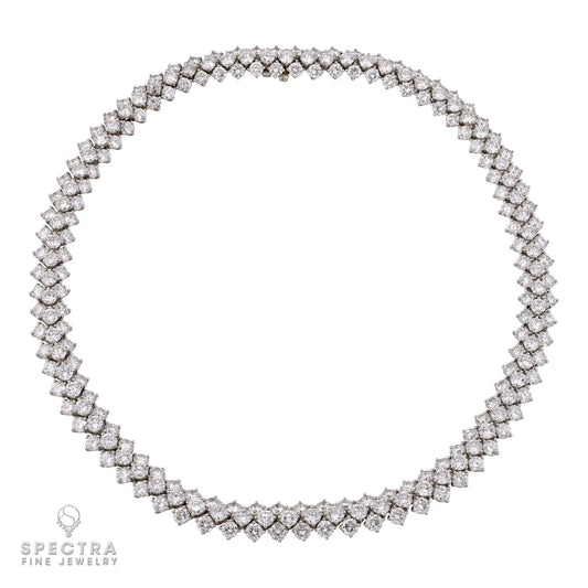Harry Winston 44.50ct Round Diamond Platinum Necklace, Signed Jacques Timey