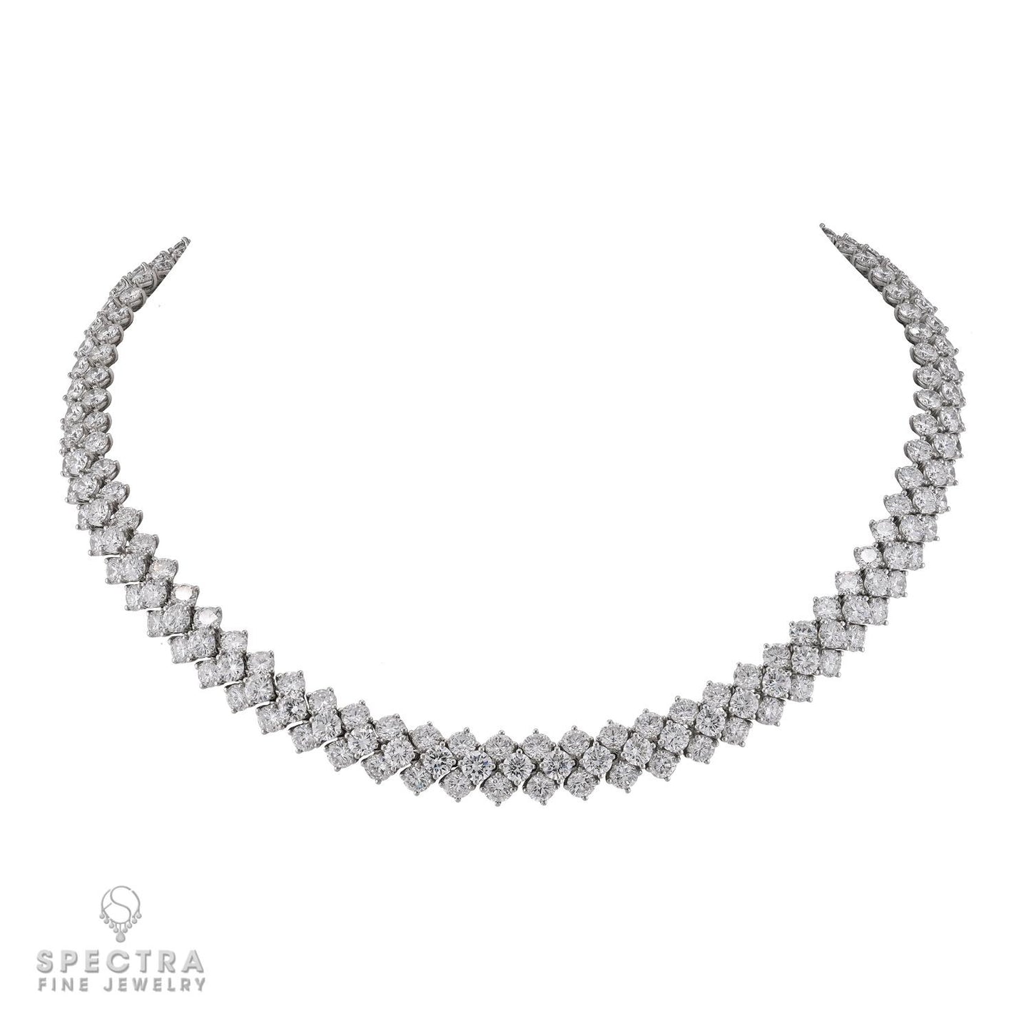 Harry Winston 44.50ct Round Diamond Platinum Necklace, Signed Jacques Timey