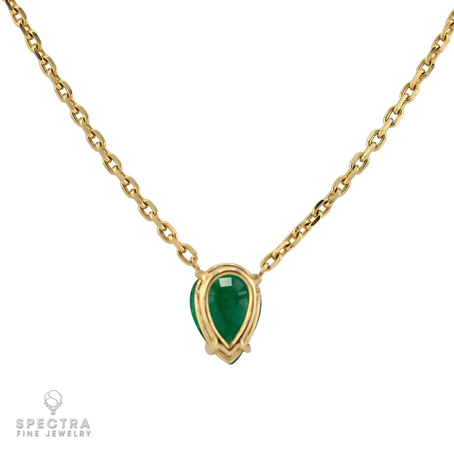 3.01 ct. Pear Emerald Pendant Necklace in 14k Yellow Gold
