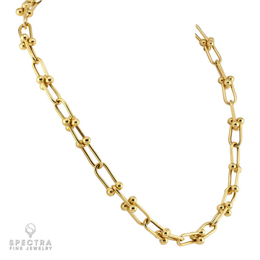 14k Yellow Gold Beaded Link Necklace, 20 Inch