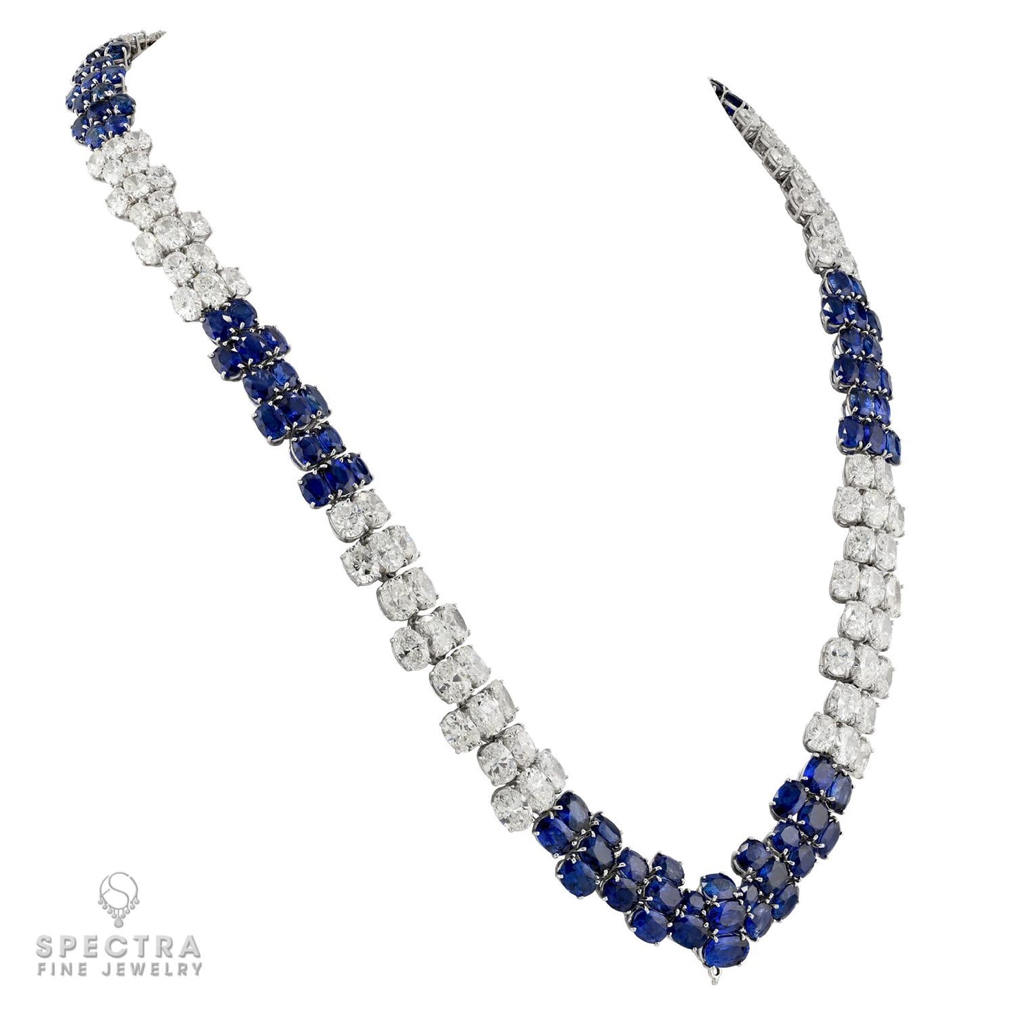 150 cts. Oval Sapphire and 137.0 cts. Diamond Necklace