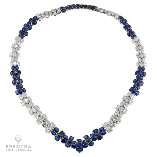 150 cts. Oval Sapphire and 137.0 cts. Diamond Necklace