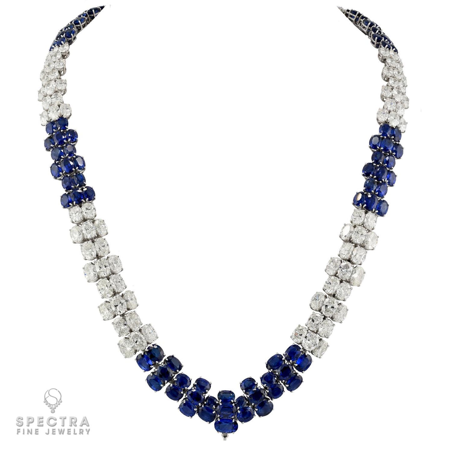 150 cts. Oval Sapphire and 137.0 cts. Diamond Necklace