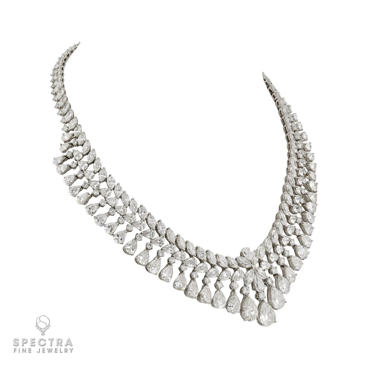 Platinum 88.0 ct Fancy-Shape Diamond Necklace, 16 inches