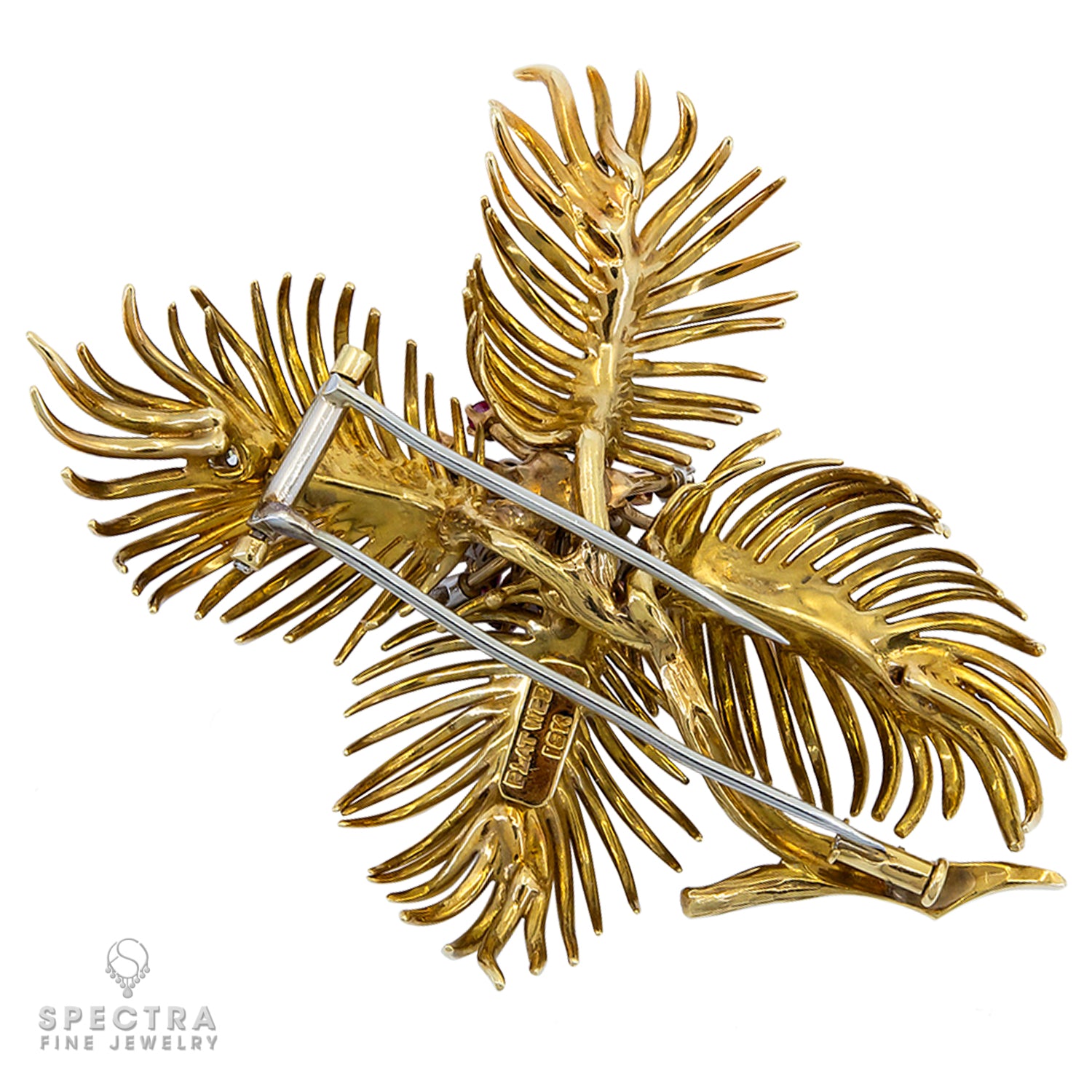 David Webb Contemporary Diamond Ruby Brooch