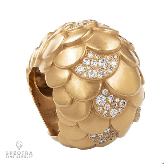 Pomellato Diamond 18K Rose Gold Bombé Cocktail Ring