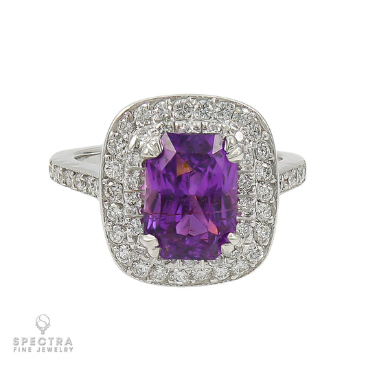 Spectra Fine Jewelry Sapphire Diamond Halo Engagement Ring 3.21ct