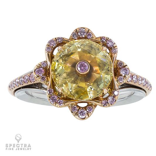Spectra Fine Jewelry Yellow Diamond Flower Dinner Engagement Ring 1.31ct