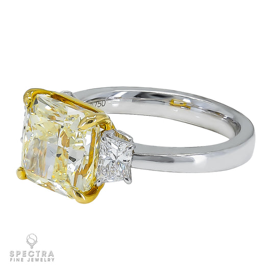 Spectra Fine Jewelry 5.05 Carat Fancy Intense Yellow Diamond Engagement Ring in Platinum