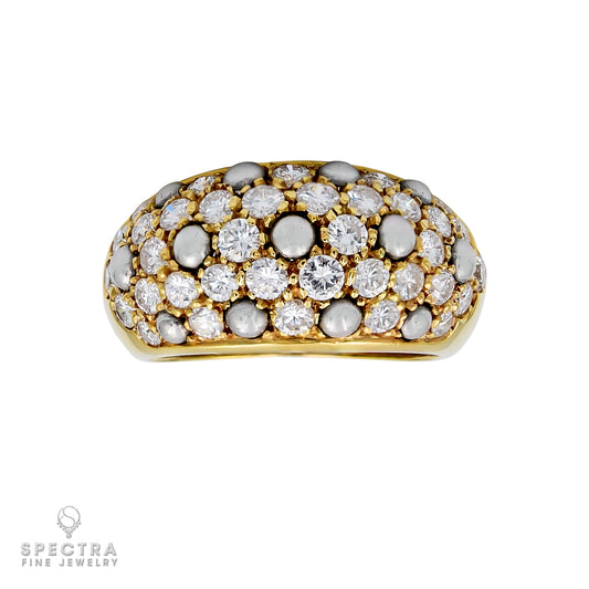 Cartier Diamond and Pearl Ring in 18k Yellow Gold