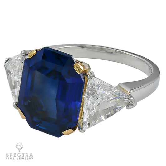Spectra Fine Jewelry 7.80 ct. Burmese Sapphire Diamond Three-Stone Engagement Ring