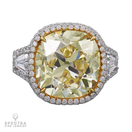 Spectra Fine Jewelry 15.52ct. Cushion Fancy Yellow Diamond Ring