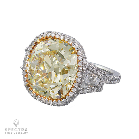 Spectra Fine Jewelry 15.52ct. Cushion Fancy Yellow Diamond Ring