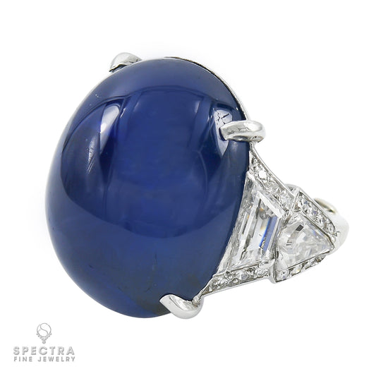 Spectra Fine Jewelry 40.59 cts. Burmese No Heat Sapphire Cabochon Engagement Ring