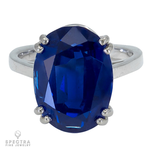 Spectra Fine Jewelry 15.29 cts. Oval Unheated Sapphire Engagement Cocktail Ring