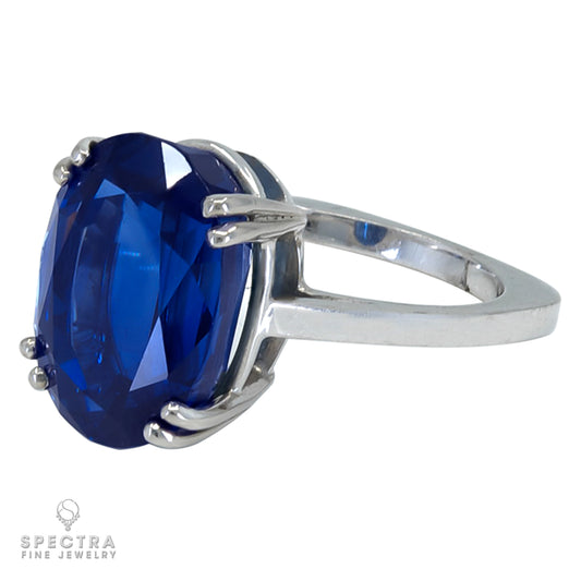 Spectra Fine Jewelry 15.29 cts. Oval Unheated Sapphire Engagement Cocktail Ring