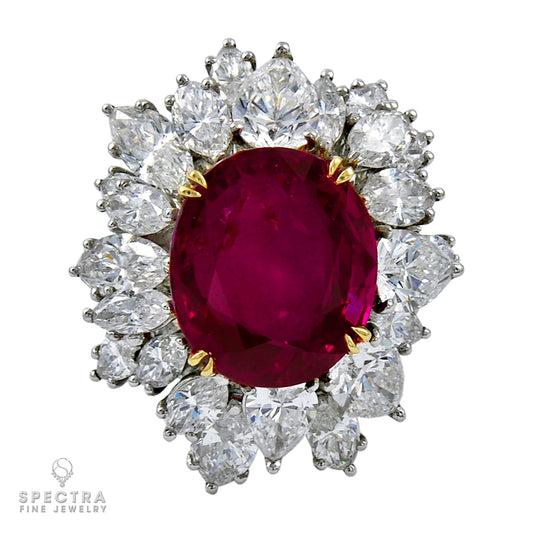 Spectra Fine Jewelry Burmese Ruby Diamond Halo Engagement Ring