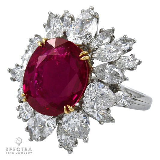 Spectra Fine Jewelry Burmese Ruby Diamond Halo Engagement Ring