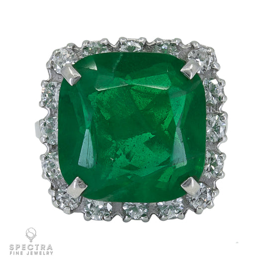 Spectra Fine Jewelry 14.25ct Emerald Diamond Halo Cocktail Engagement Ring