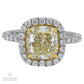 Spectra Fine Jewelry 18K Gold Ring with Cushion Cut Yellow Diamond and Brilliant White Diamonds