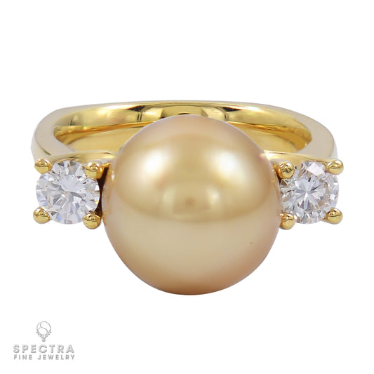 Contemporary Pearl Diamond Cocktail Dinner Ring
