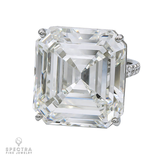 Spectra Fine Jewelry 30.53ct Emerald cut Diamond Platinum Ring