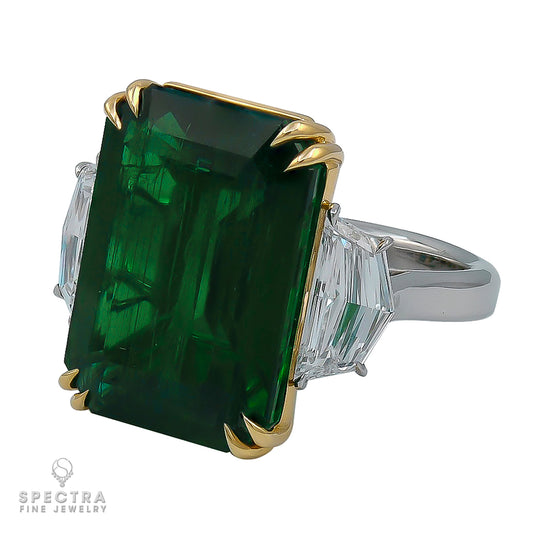 Spectra Fine Jewelry Certified Emerald Diamond Engagement Ring 17.70ct
