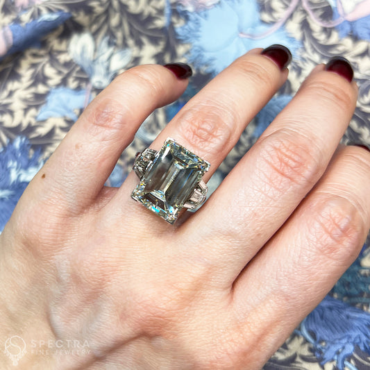 Spectra Fine Jewelry 11.96ct Emerald Cut Diamond Engagement Ring