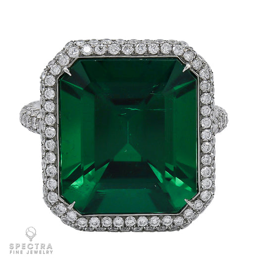 Enchanting Brilliance: The 9.97ct EC Colombian Emerald Diamond Ring