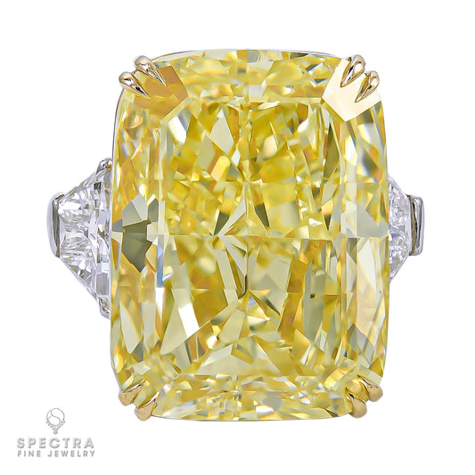 Spectra Fine Jewelry 35.52ct Cushion Fancy Yellow Diamond Ring