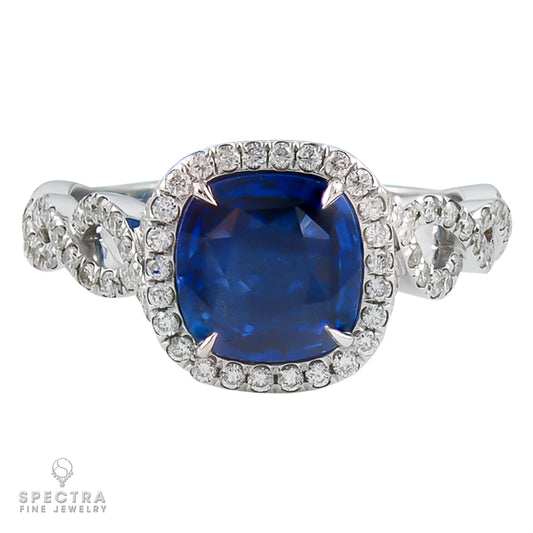 Spectra Fine Jewelry Sapphire Diamond Platinum Engagement Ring 2.26ct