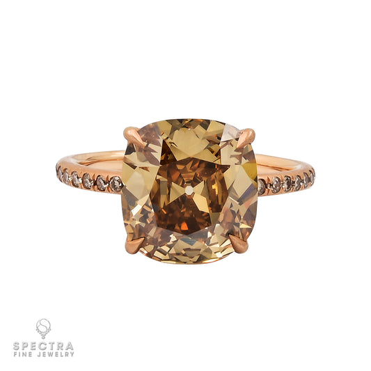 Contemporary 4.08 ct. Brown Yellow Diamond Engagement Ring