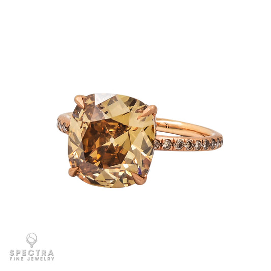 Contemporary 4.08 ct. Brown Yellow Diamond Engagement Ring