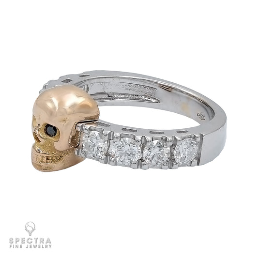 Diamond Skull Ring in Rose Gold and Black Diamonds