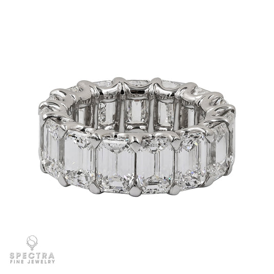 Spectra Fine Jewelry 15.47 Carats Emerald Cut Diamond Eternity Ring