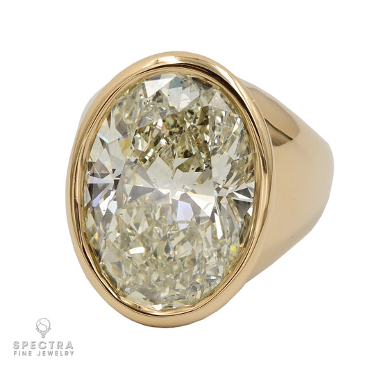 Spectra Fine Jewelry 15.01ct Oval Cut Diamond Bezel Engagement Ring