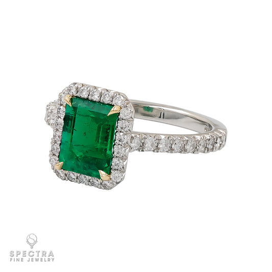 Spectra Fine Jewelry 1.47ct Colombian Emerald Diamond Ring