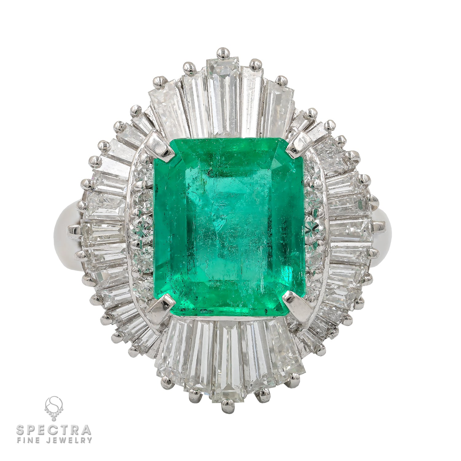 2.92ct Colombian Emerald and Diamond Platinum Ring